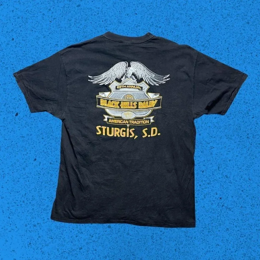 Vintage sturgis biker shirt 1999 men’s XL black blue Harley Davidson - Picture 2 of 5